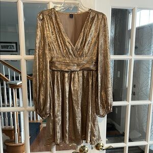 SHEIN NEW Gold Metallic Long Sleeve Dress